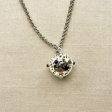 Collana Silver spiga - sfondo bianco → lino beige