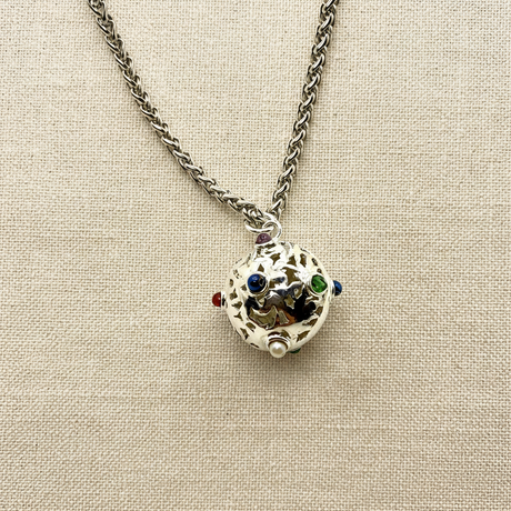 Collana Silver spiga - sfondo bianco → lino beige