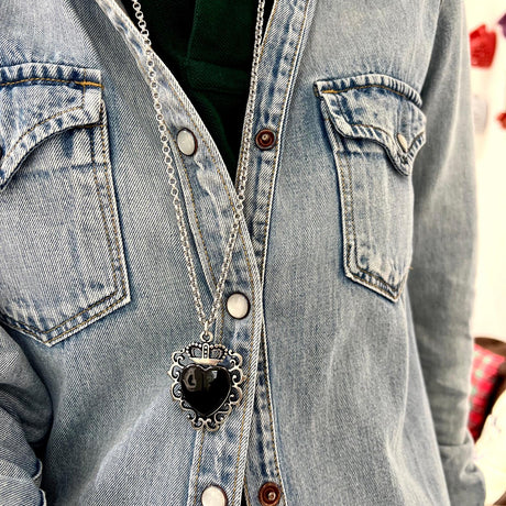 Collana Cuore Sacro Corona black