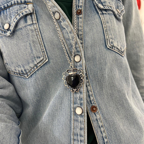 Collana Cuore Sacro Corona black