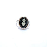 ANELLO CAMMEO CUORE SACRO NERO SLIM ARGENTO925