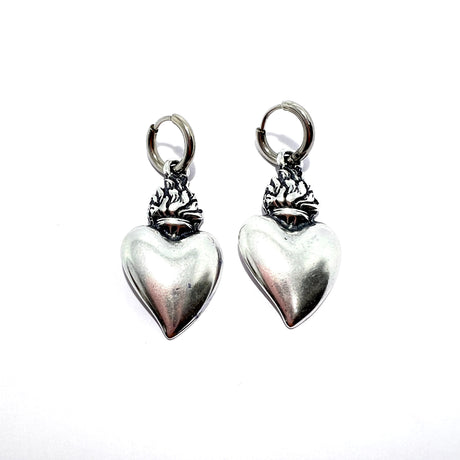 Orecchini Cuore sacro fiamma pendenti