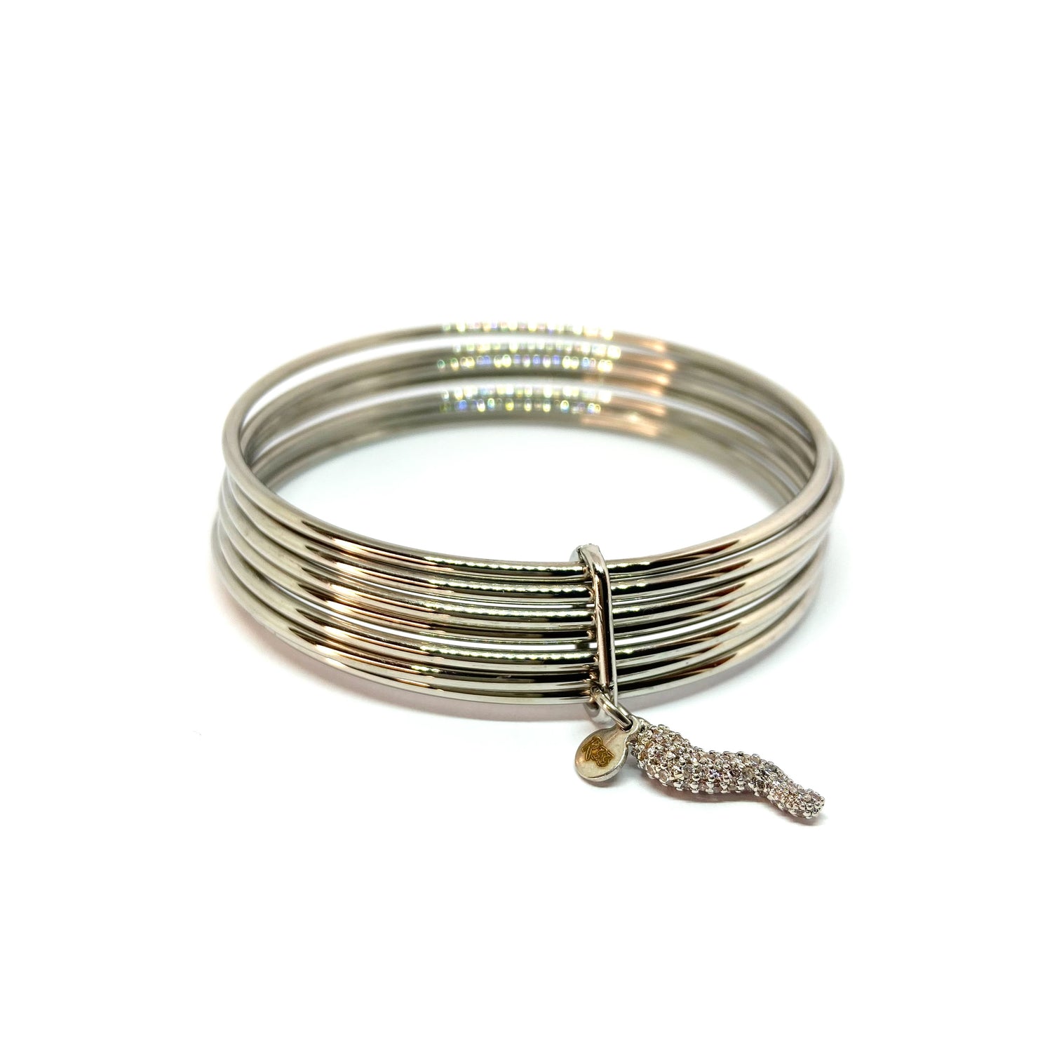 Bracciale rigido 6 fili + Corno Silver