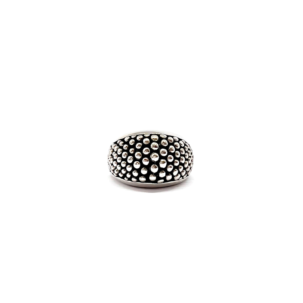 Anello bombato puntinato Argento 925