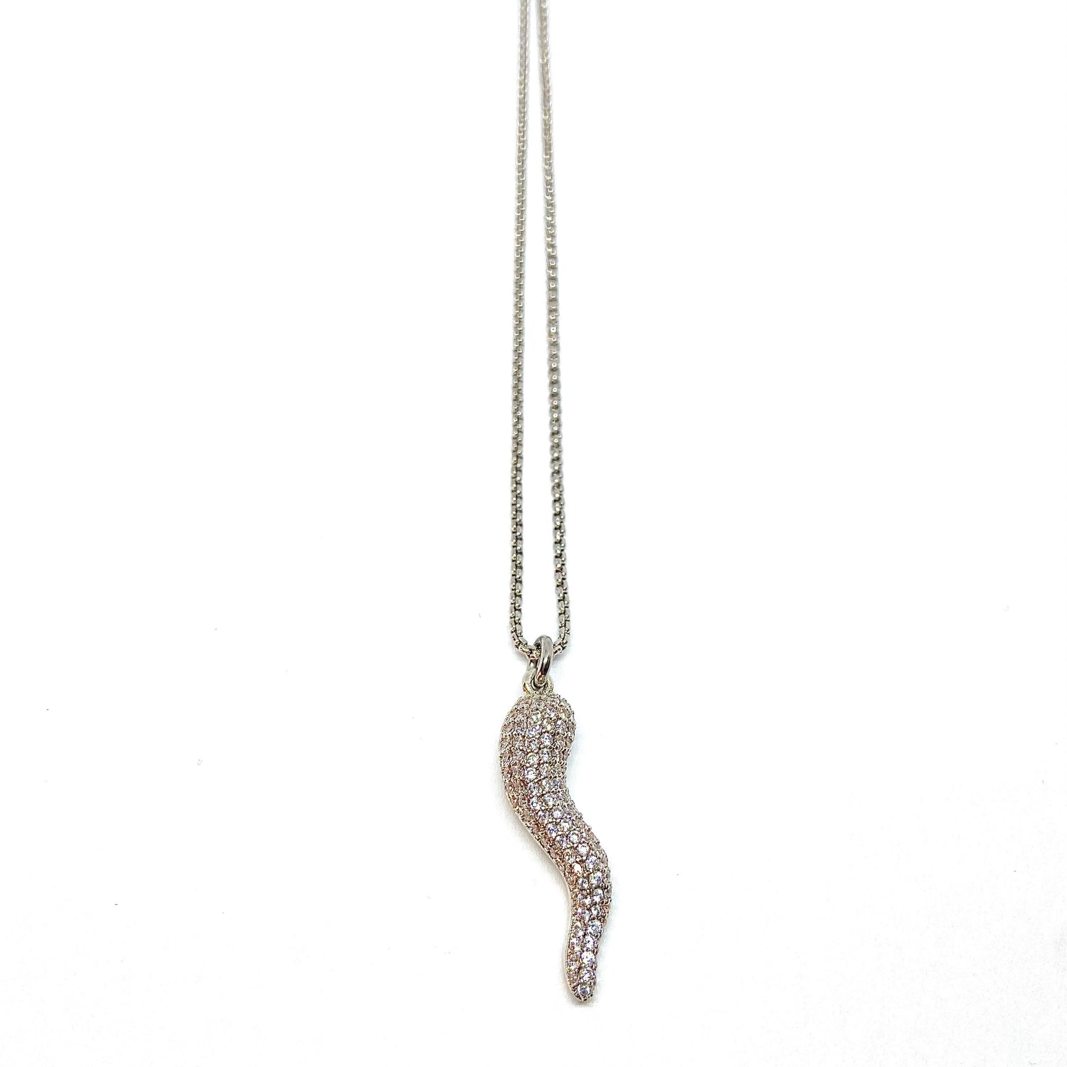 Collana Corno con Zirconi Silver