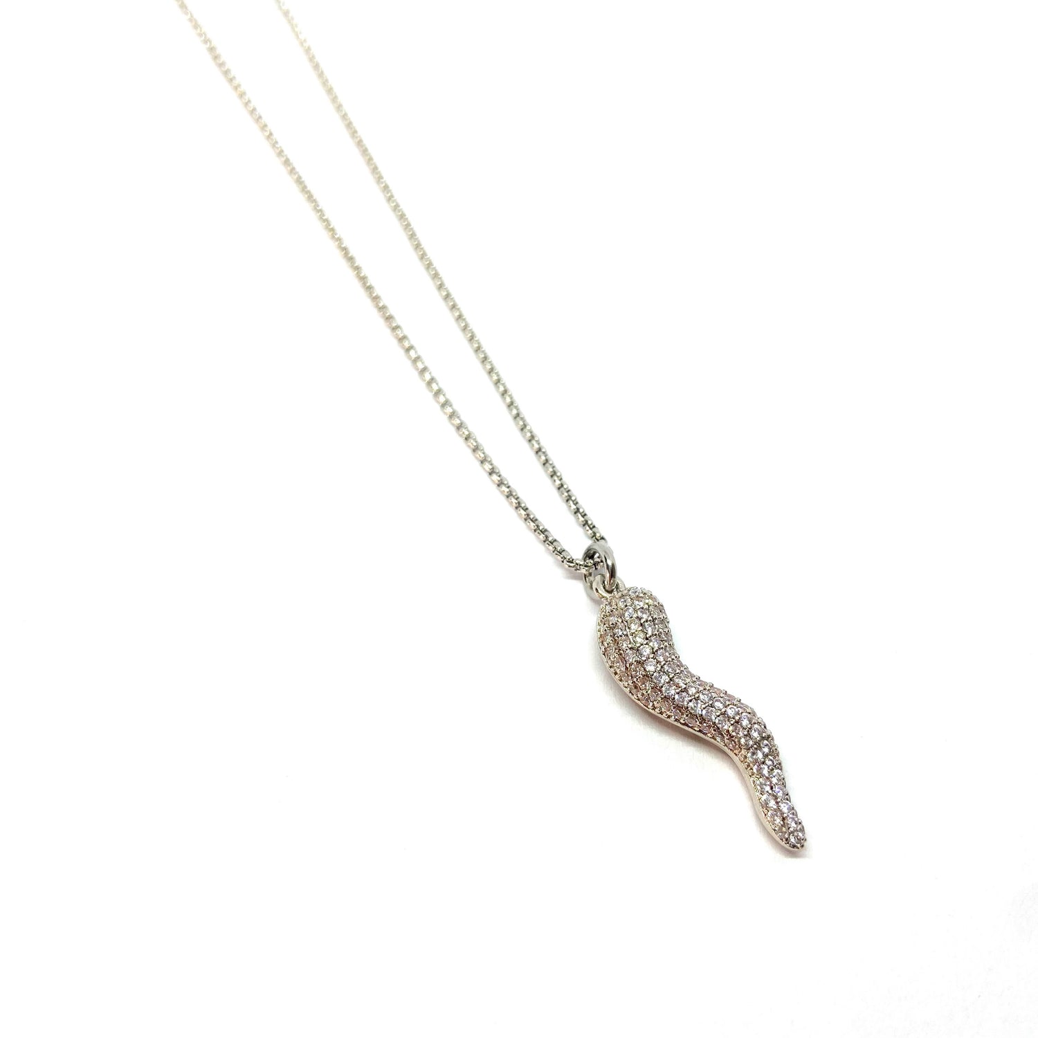 Collana Corno con Zirconi Silver