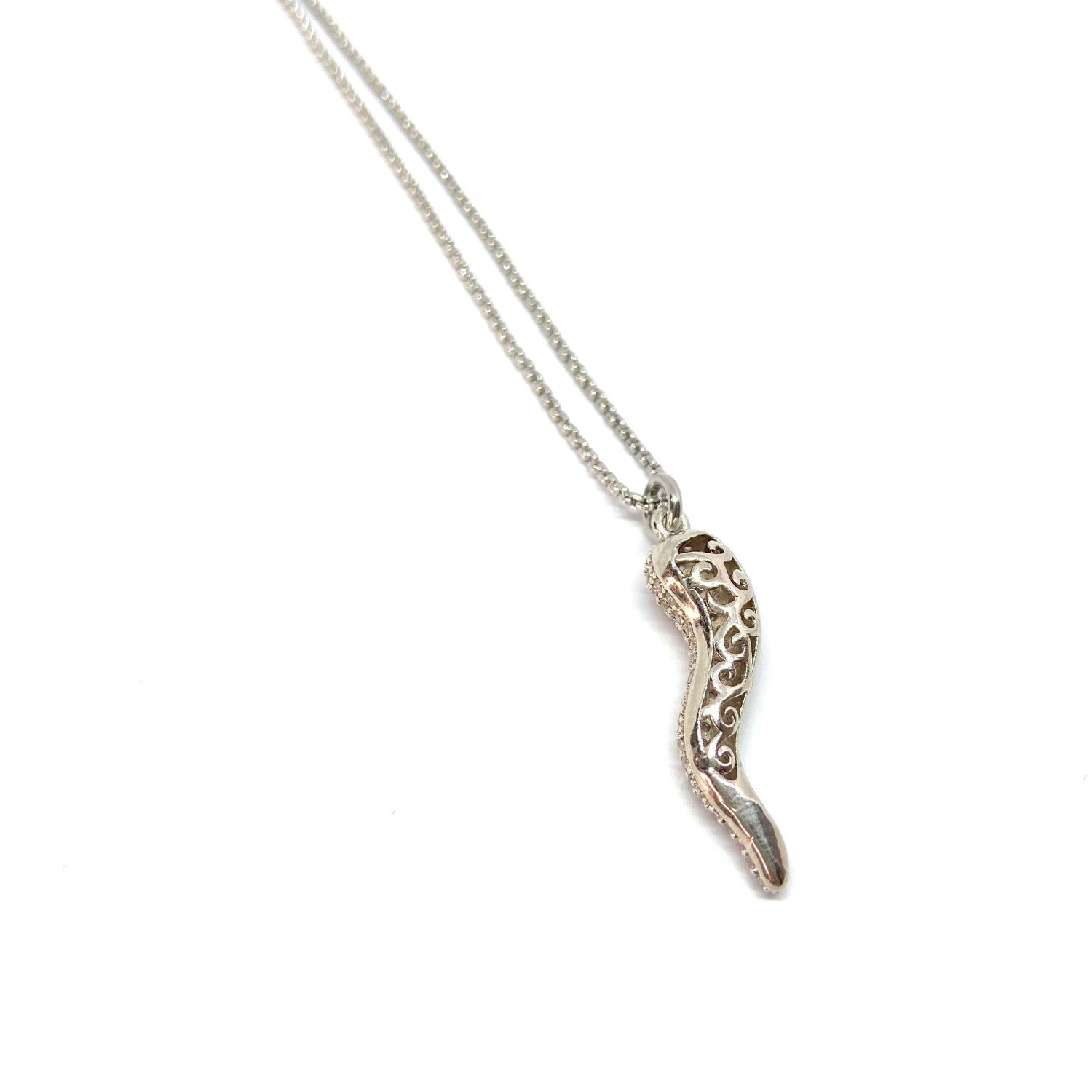 Collana Corno con Zirconi Silver