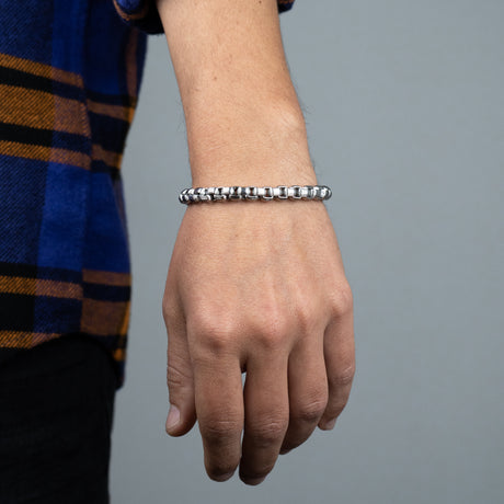 Bracciale veneziana in acciaio rigata