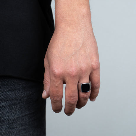 Anello Quadrato Nero lucido