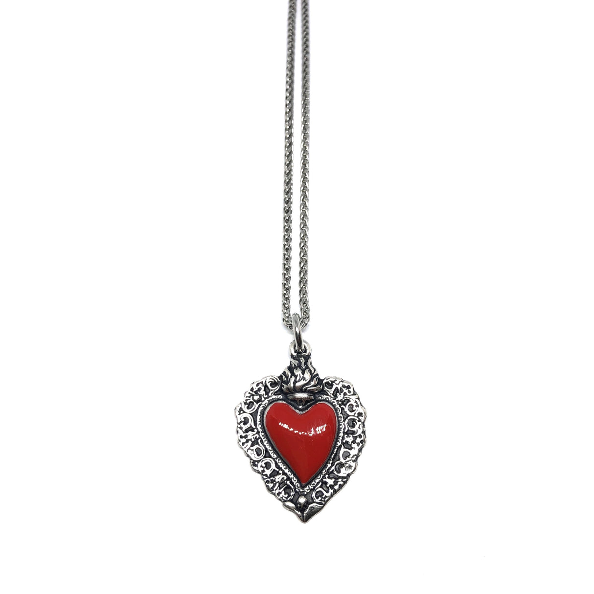 Collana Cuore Sacro smaltato Rosso