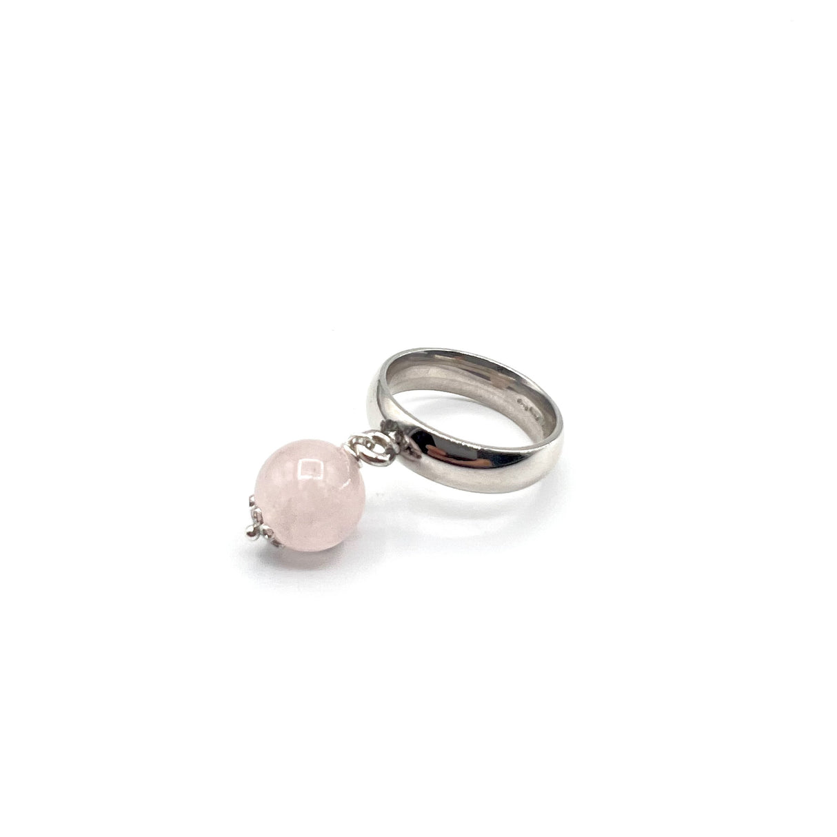 Fede Argento925 con pietra Quarzo Rosa