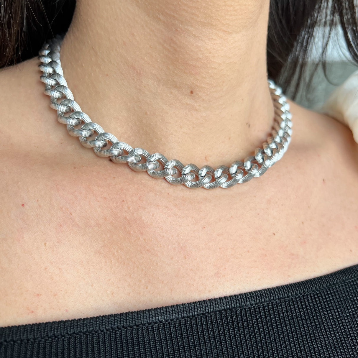 Collana Grumetta rigata silver Acciaio