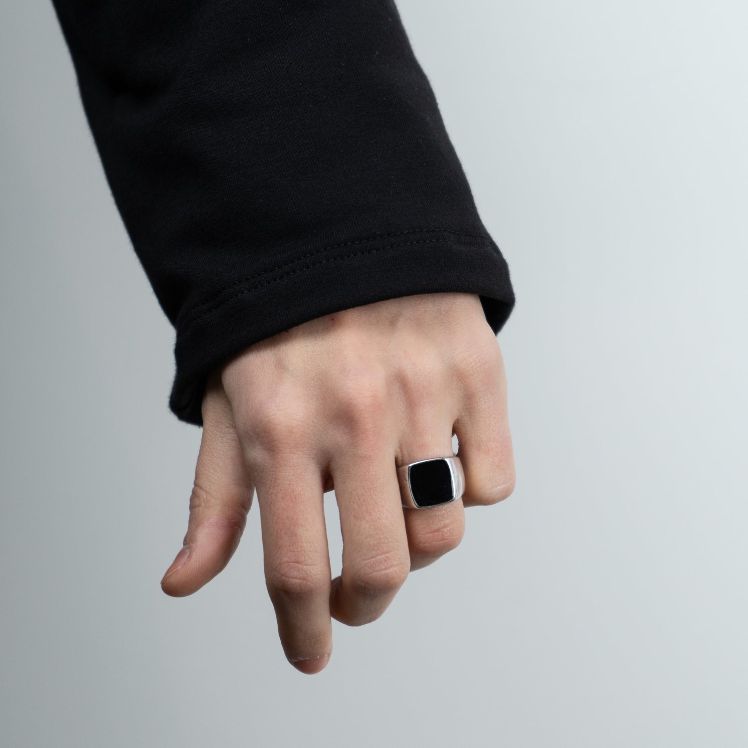 Anello Quadrato Nero lucido