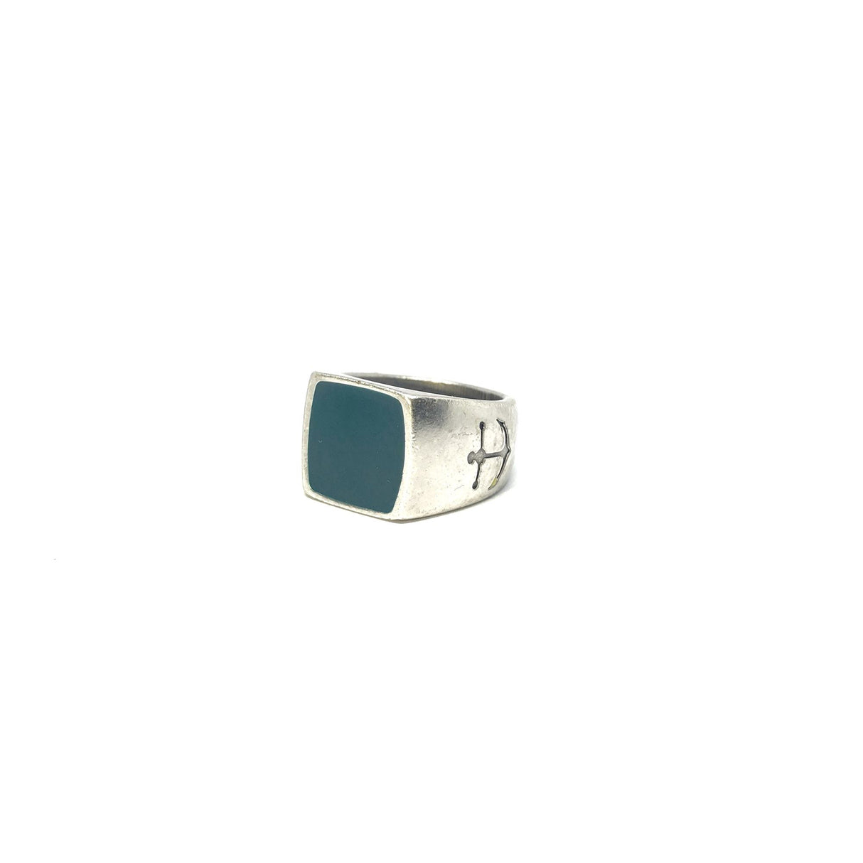 Anello Quadrato Verde ottanio lucido