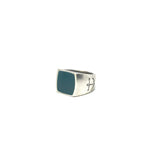 Anello Quadrato Verde ottanio lucido