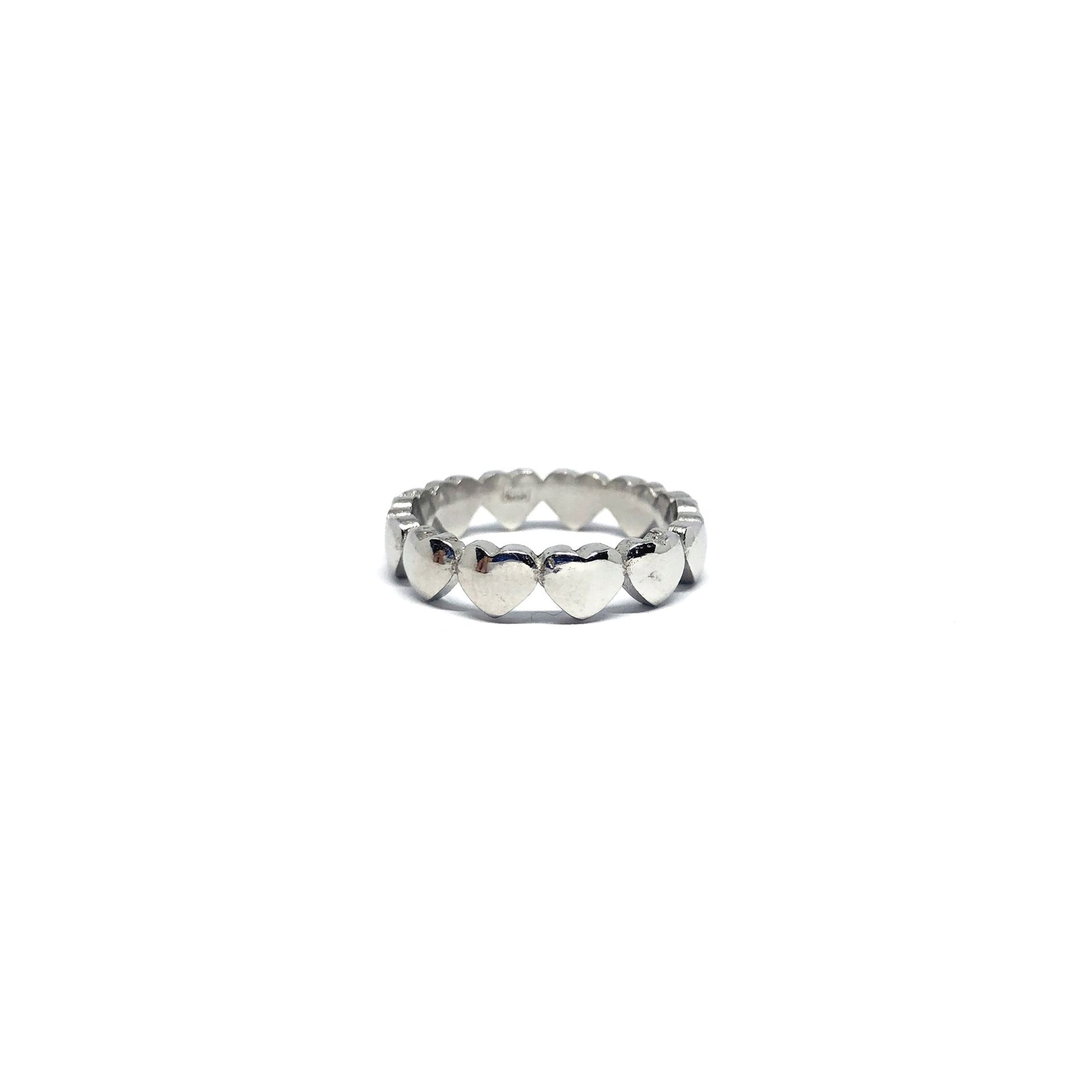 Anello Unisex In Argento 925 Con Simbolo Del Cuore E Della Pace - Fascia Sottile, Taglie 4-10