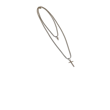 Collana Doppia Croce Acciaio